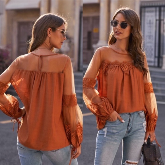 ELENE Sheer Sleeve Blouse - Picture 2 of 2